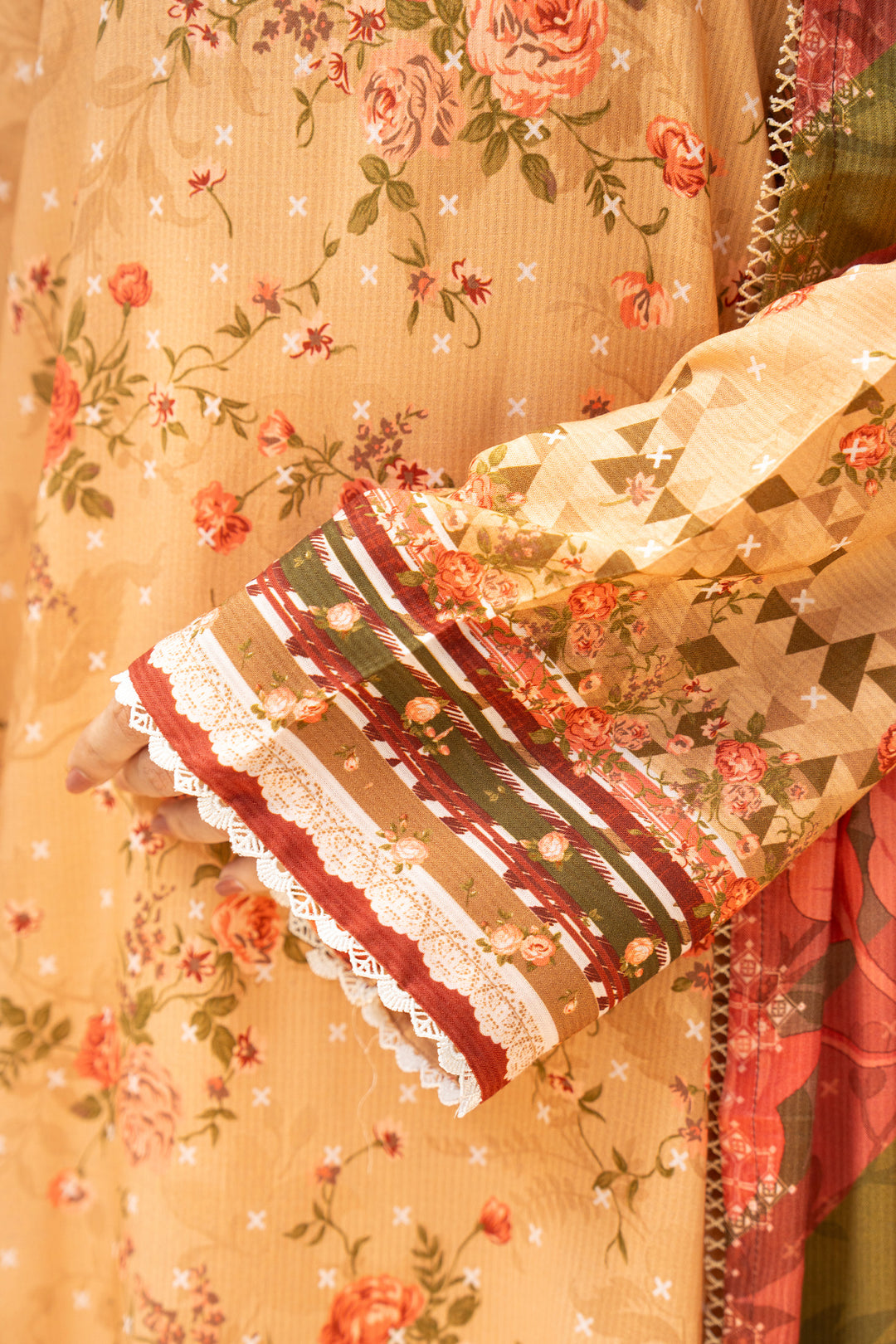 3 Piece Unstitched Orange Printed Linen - W25CF1V2-S6 - JACQUARD CLOTHING