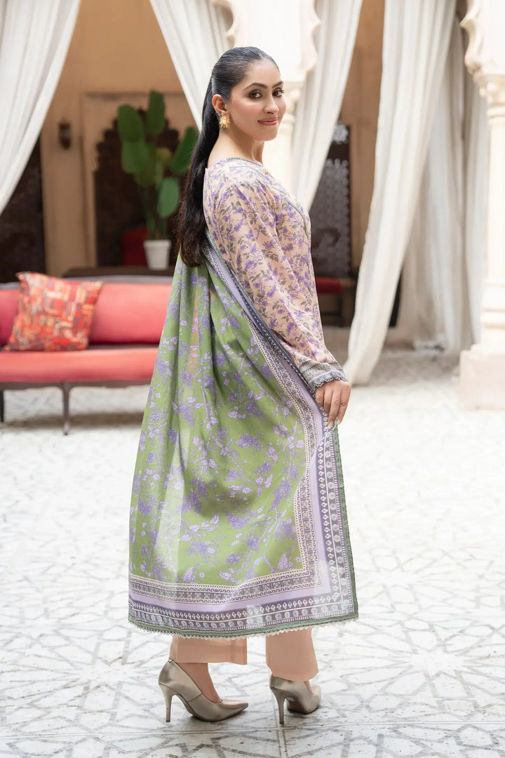 3 Piece Unstitched Pale Taupe Premium Printed Lawn Suit - Jacquard Clothing Summer 2026