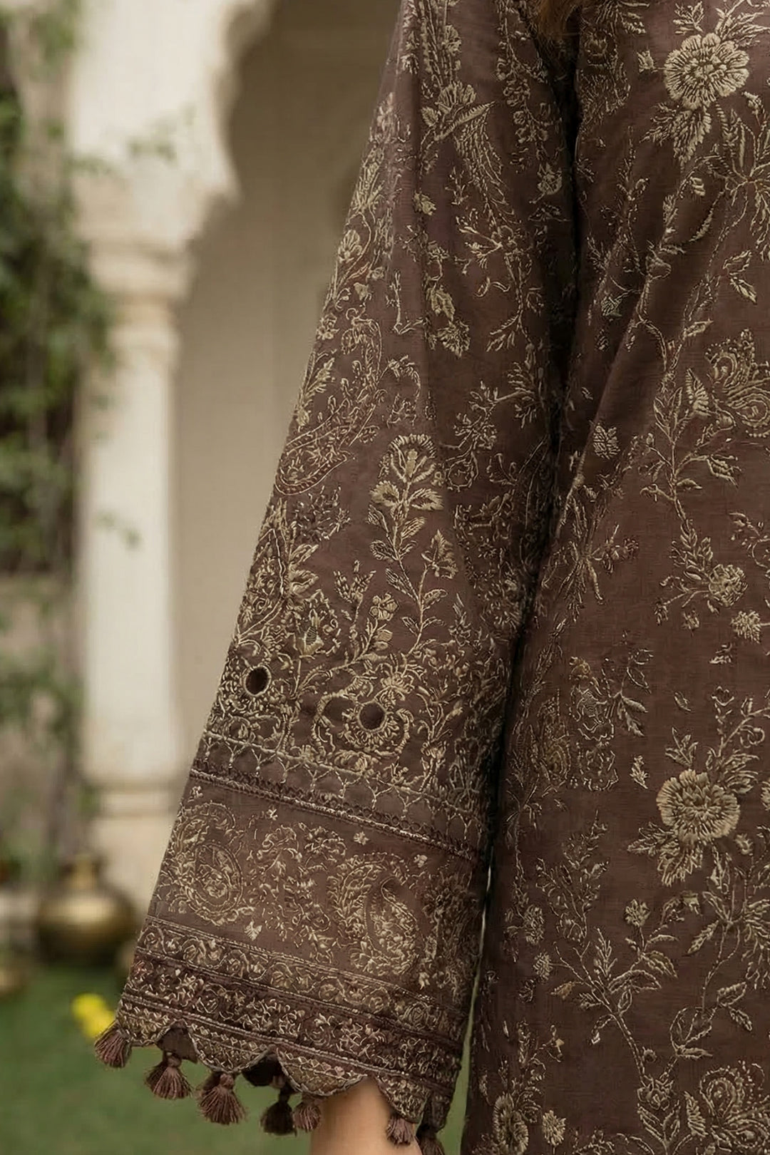 3 Piece Unstitched Pastel Brown Premium Printed Lawn Suit By Jacquard Clothing Summer 2026 Collection