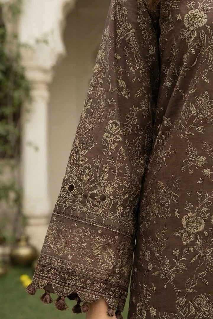 3 Piece Unstitched Pastel Brown Premium Printed Lawn Suit By Jacquard Clothing Summer 2026 Collection