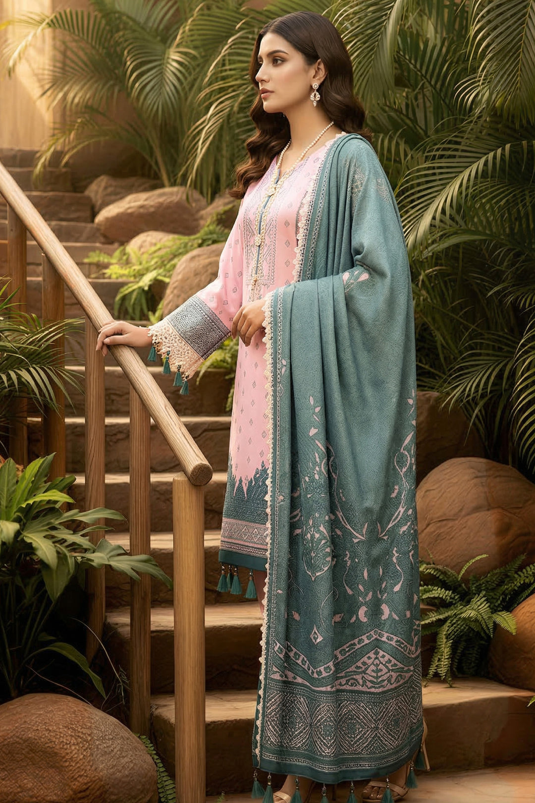 3 Piece Unstitched Pastel Pink Premium Printed Lawn Suit By Jacquard Clothing Summer 2026 Collection