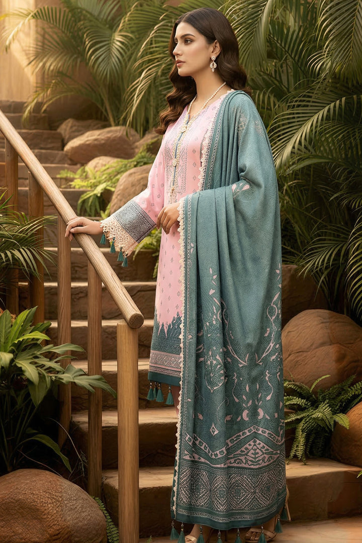 3 Piece Unstitched Pastel Pink Premium Printed Lawn Suit By Jacquard Clothing Summer 2026 Collection
