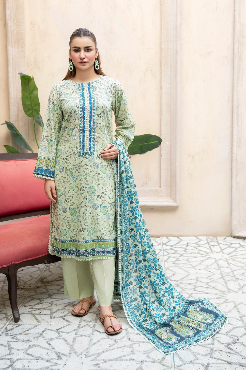 3 Piece Unstitched Pastel Premium Printed Lawn - Jacquard Clothing