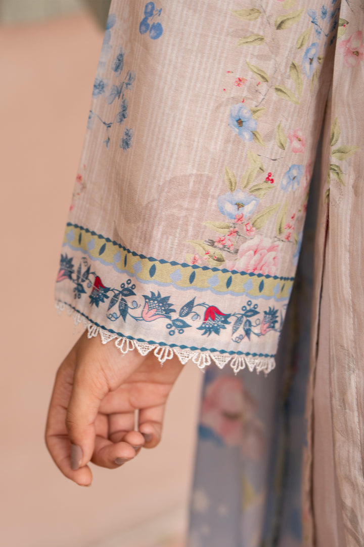 3 Piece Unstitched Peach Lawn - SU25V22-S4 - JAQUARD CLOTHING