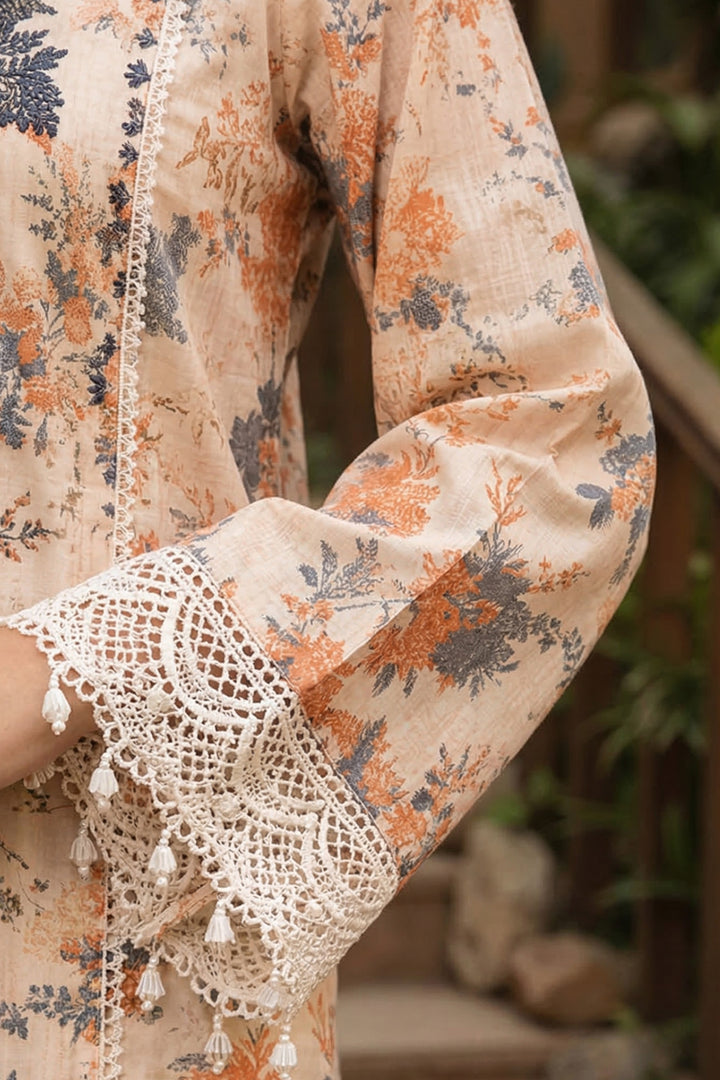3 Piece Unstitched Peach Premium Printed Lawn Suit By Jacquard Clothing Summer 2026 Collection