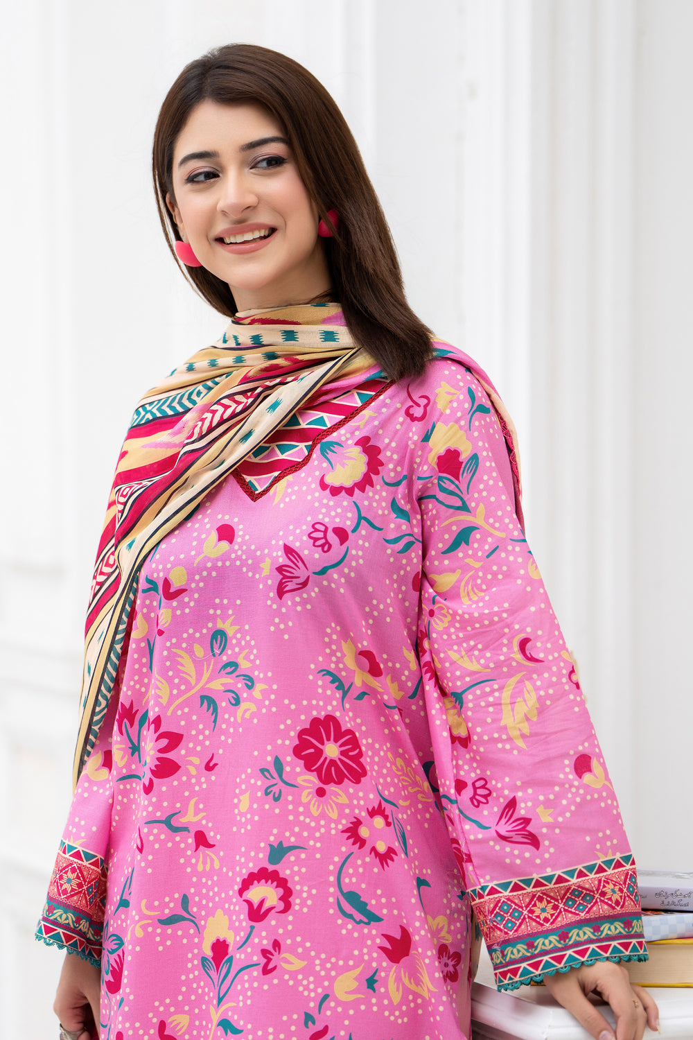 3 Piece Unstitched Pink Lawn - SU25V30-S7 - JACQUARD CLOTHING