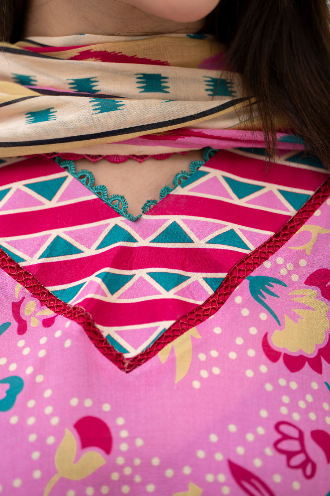 3 Piece Unstitched Pink Lawn - SU25V30-S7 - JACQUARD CLOTHING