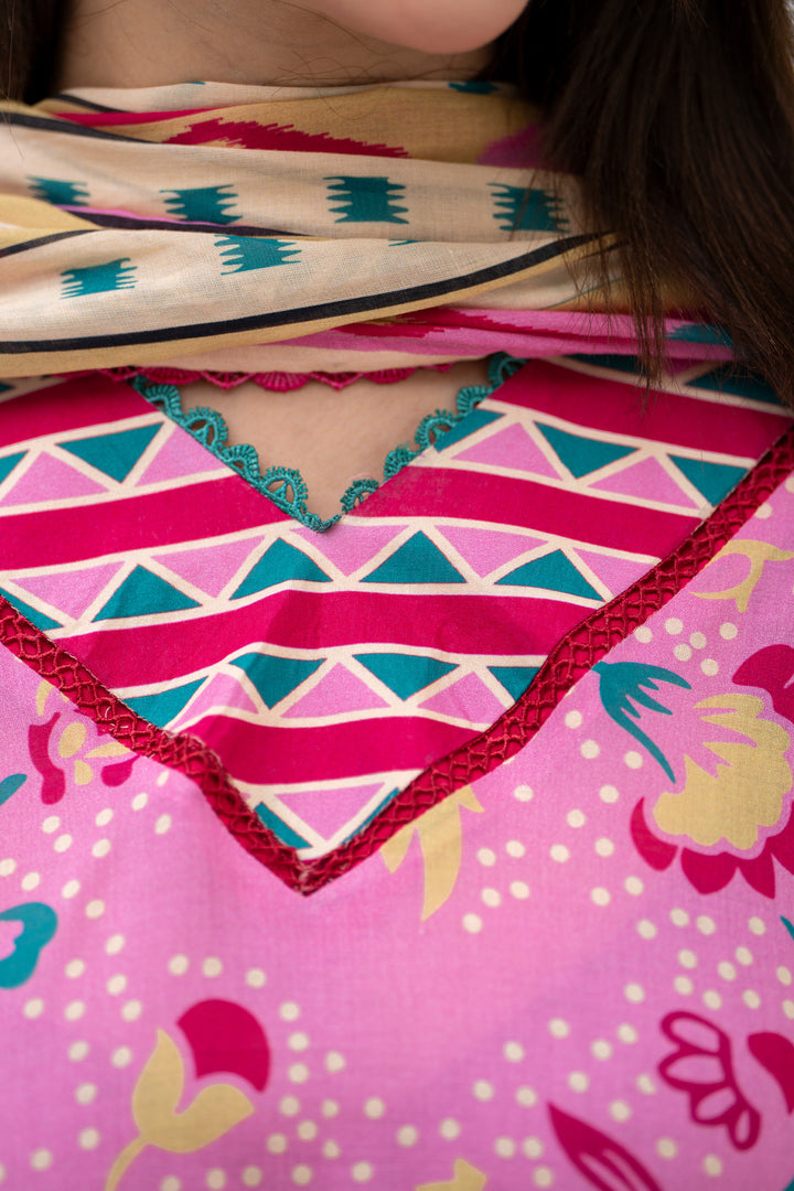3 Piece Unstitched Pink Lawn - SU25V30-S7 - JACQUARD CLOTHING