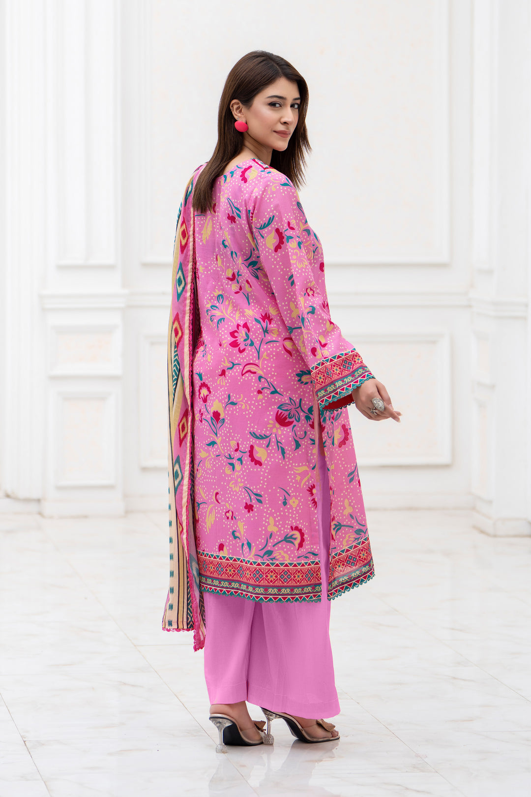 3 Piece Unstitched Pink Lawn - SU25V30-S7 - JACQUARD CLOTHING