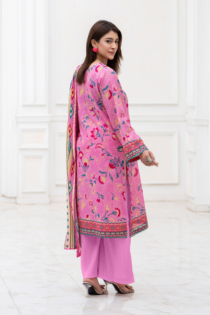 3 Piece Unstitched Pink Lawn - SU25V30-S7 - JACQUARD CLOTHING
