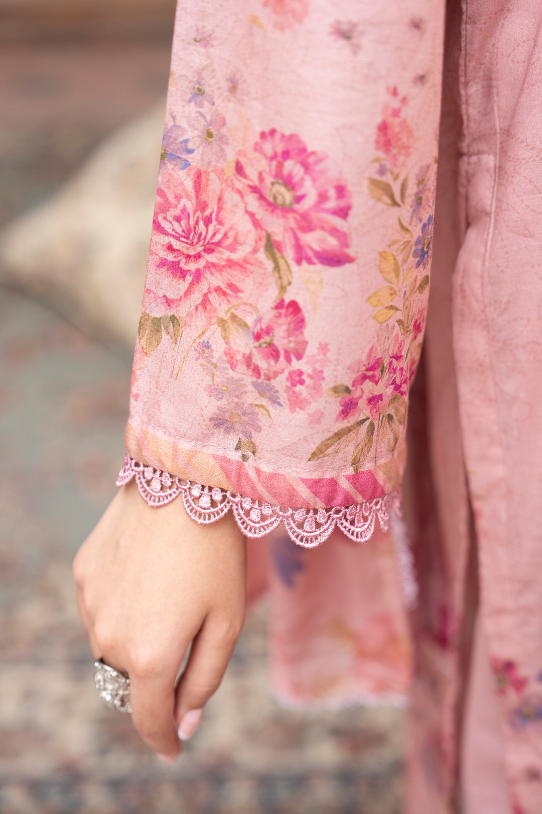3 Piece Unstitched Pink Lawn - SU25V22-S9 - JAQUARD CLOTHING
