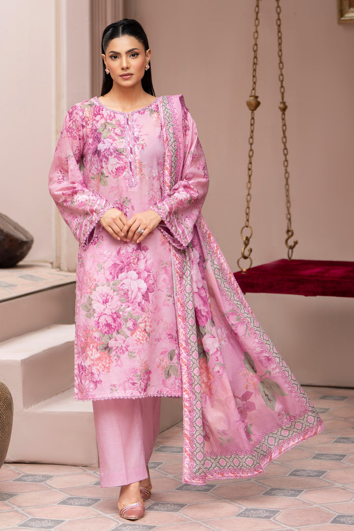 3 Piece Unstitched Pink Lawn - SU25V26-S2 - JACQUARD CLOTHING