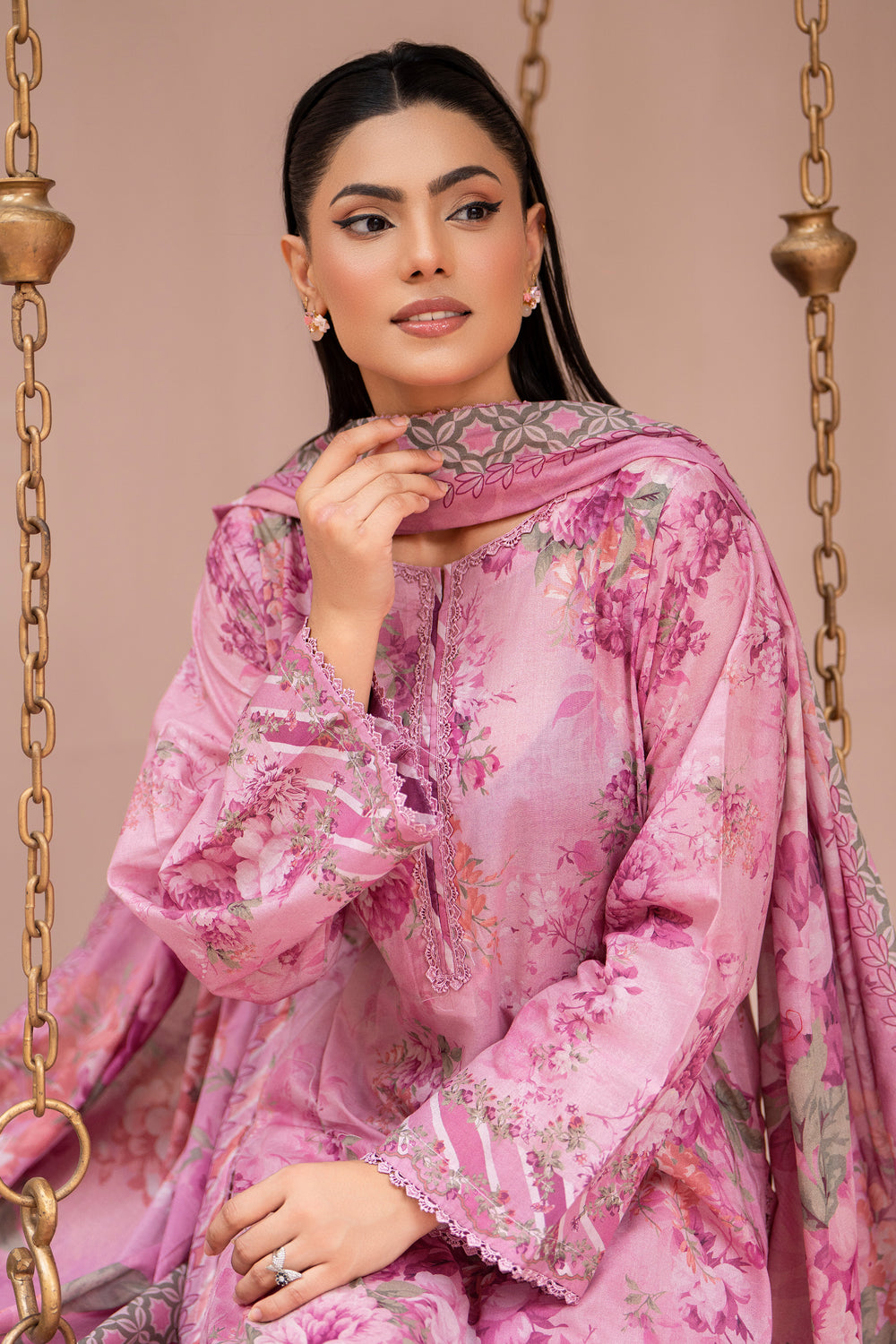 3 Piece Unstitched Pink Lawn - SU25V26-S2 - JACQUARD CLOTHING