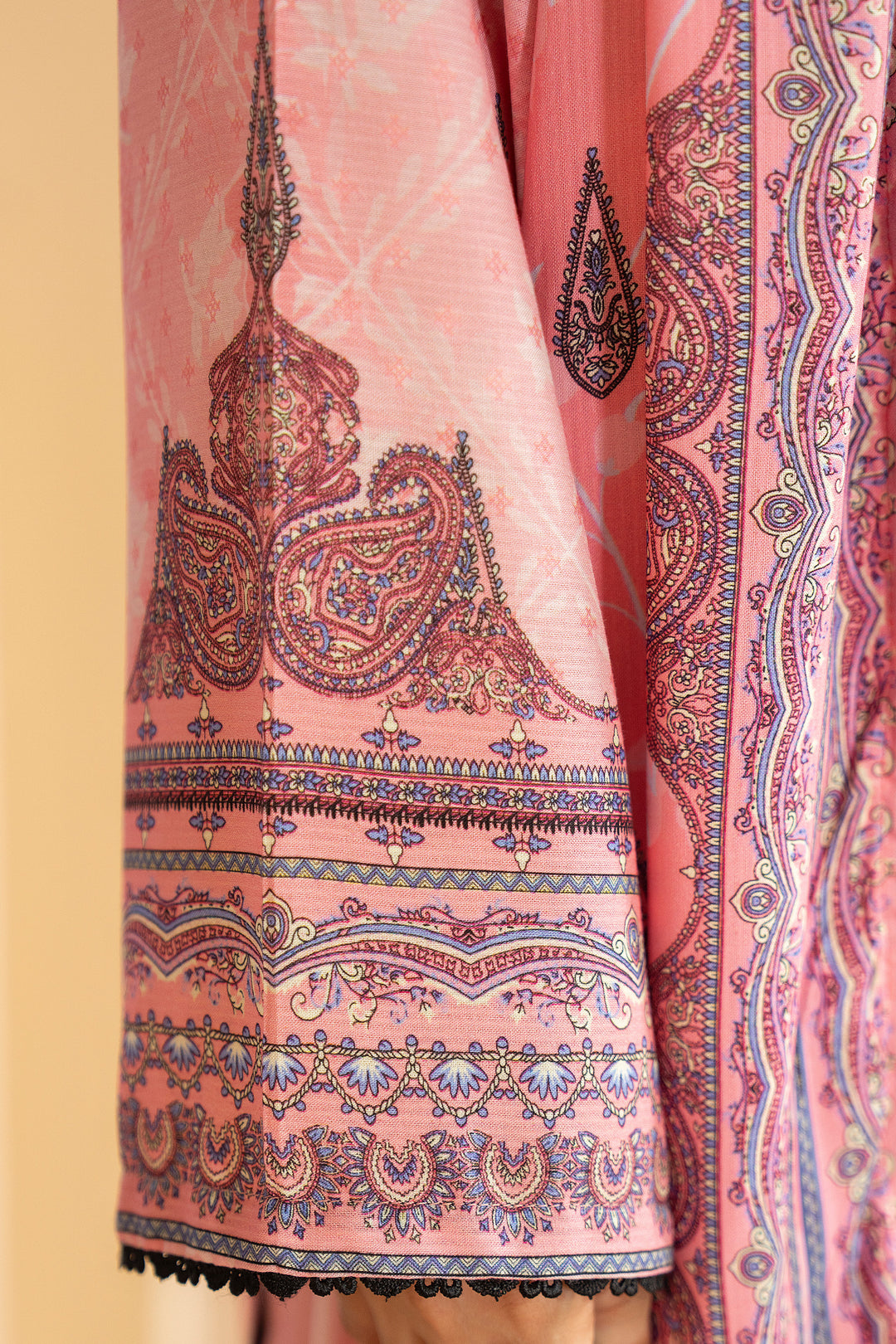 3 Piece Unstitched Pink Premium Linen - W25CF1V3-S6 - JACQUARD CLOTHING
