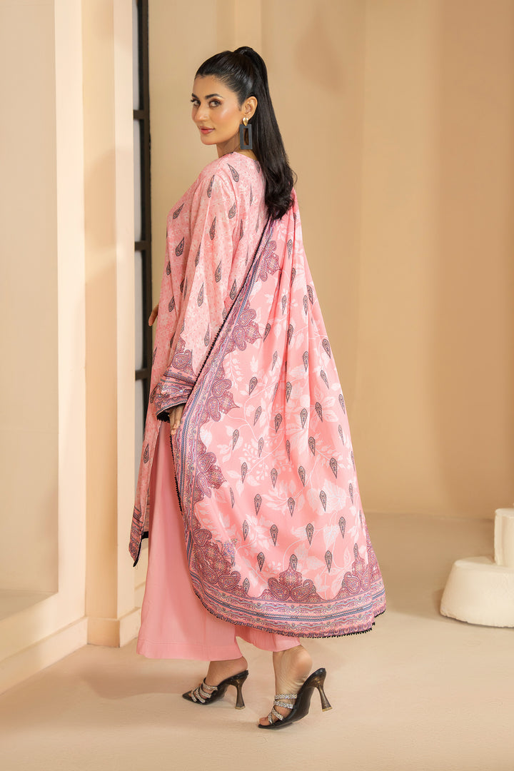 3 Piece Unstitched Pink Premium Linen - W25CF1V3-S6 - JACQUARD CLOTHING