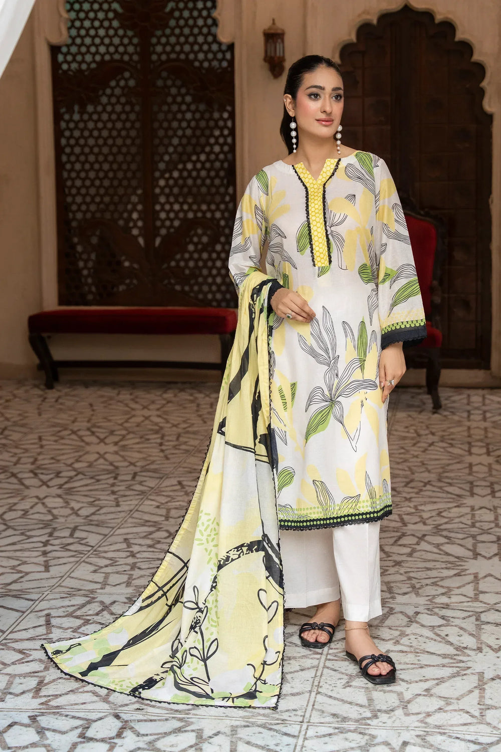 3 Piece Unstitched Platinum Premium Printed Lawn - Jacquard Clothing