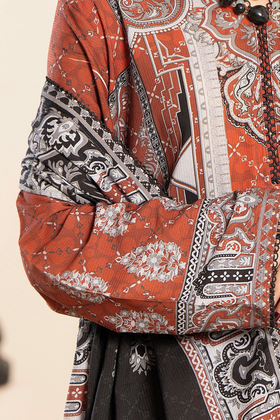 3 Piece Unstitched Linen Brown - Jacquard Clothing