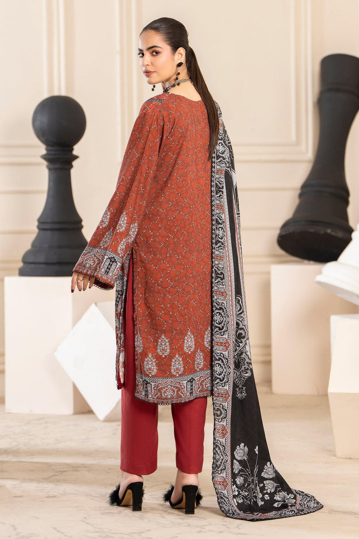 3 Piece Unstitched Linen Brown - Jacquard Clothing