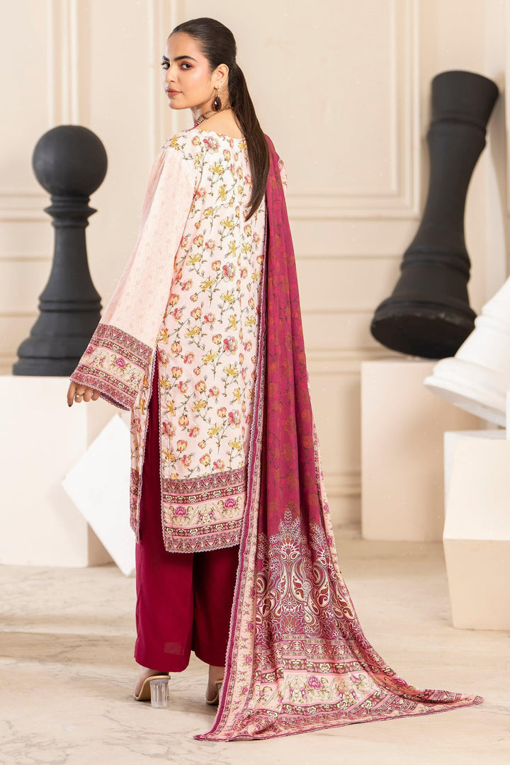 3 Piece Unstitched Linen Peach - Jacquard Clothing