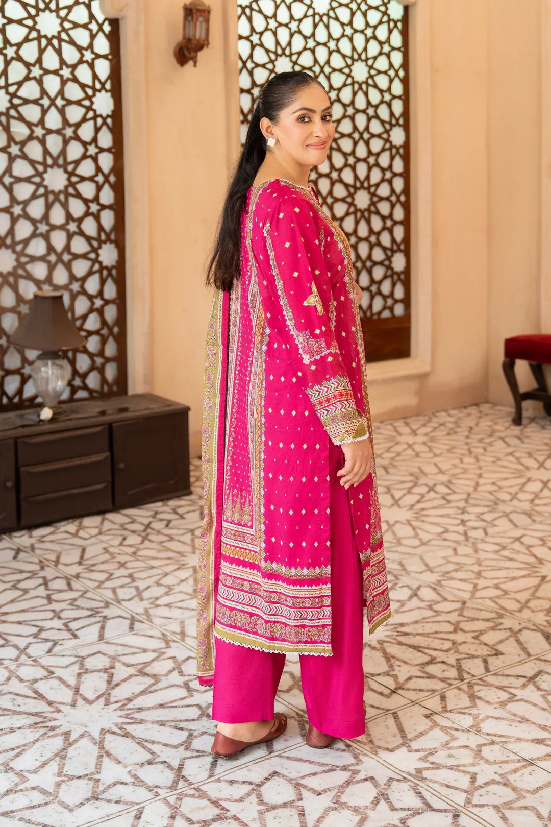 3 Piece Unstitched Raspberry Premium Printed Lawn Suit - Jacquard Clothing Summer 2026