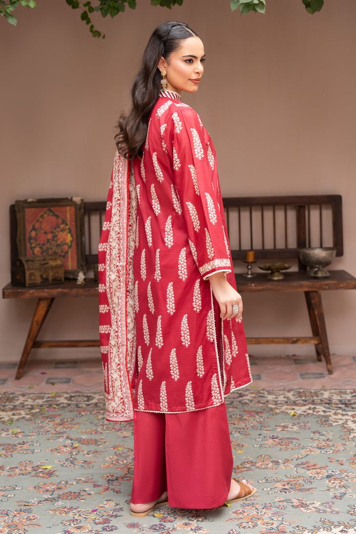 3 Piece Unstitched Red Lawn - SU25V26-S3 - JACQUARD CLOTHING