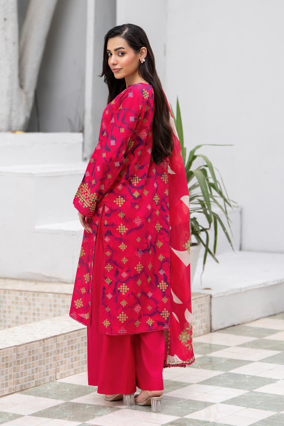 3 Piece Unstitched Red Lawn - SU25V29-S5 - JACQUARD CLOTHING