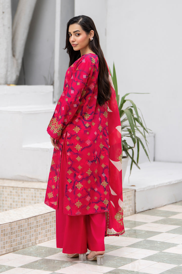 3 Piece Unstitched Red Lawn - SU25V29-S5 - JACQUARD CLOTHING