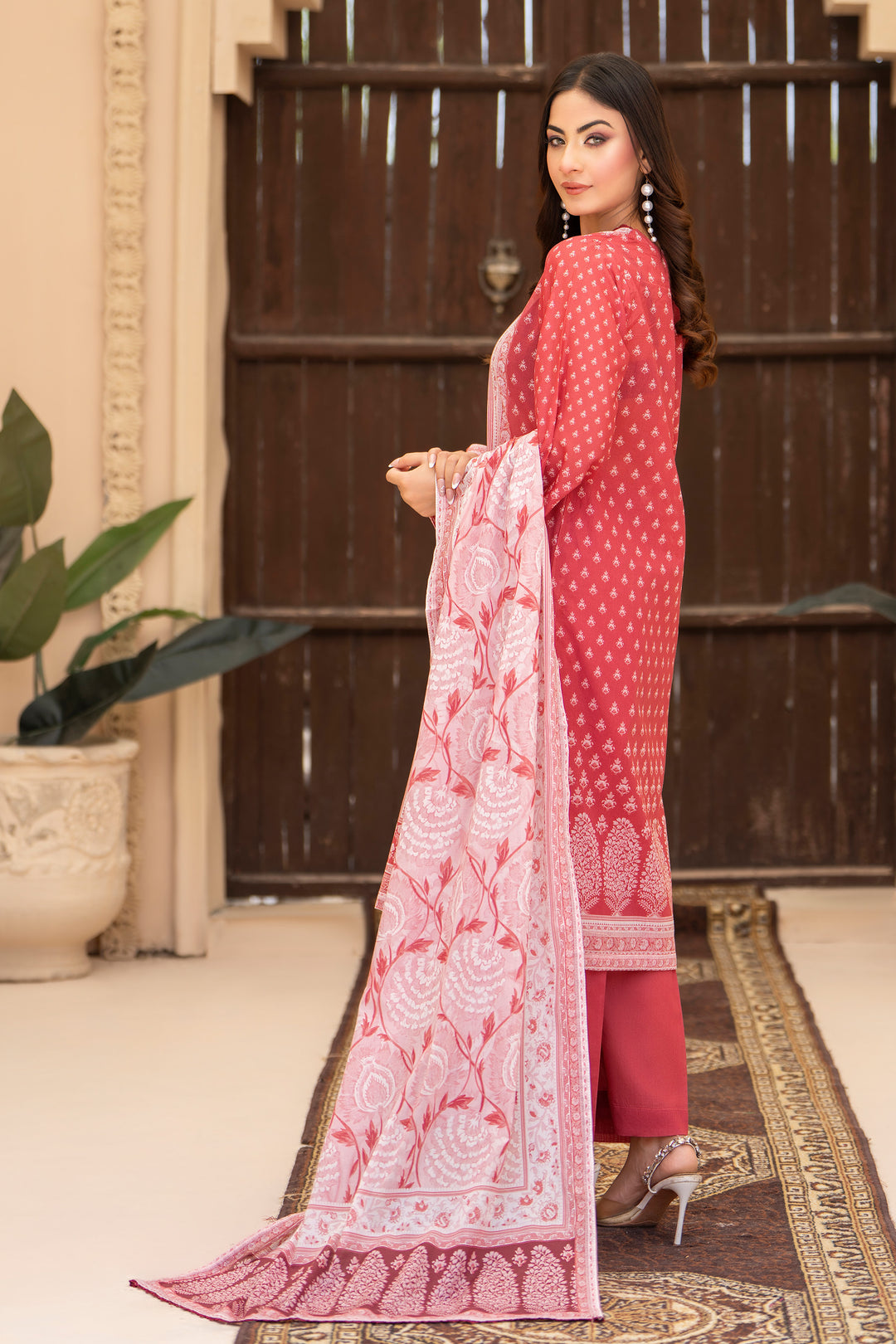 3 Piece Unstitched Red Lawn - SU25V20-S9 - JACQUARD CLOTHING