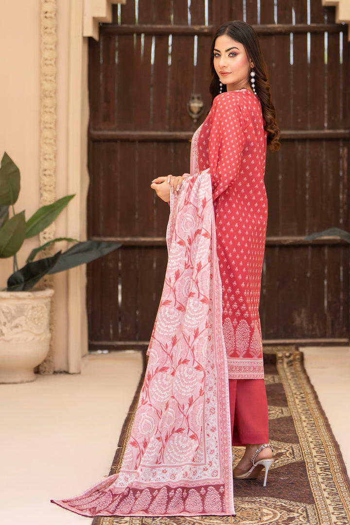 3 Piece Unstitched Red Lawn - SU25V20-S9 - JACQUARD CLOTHING