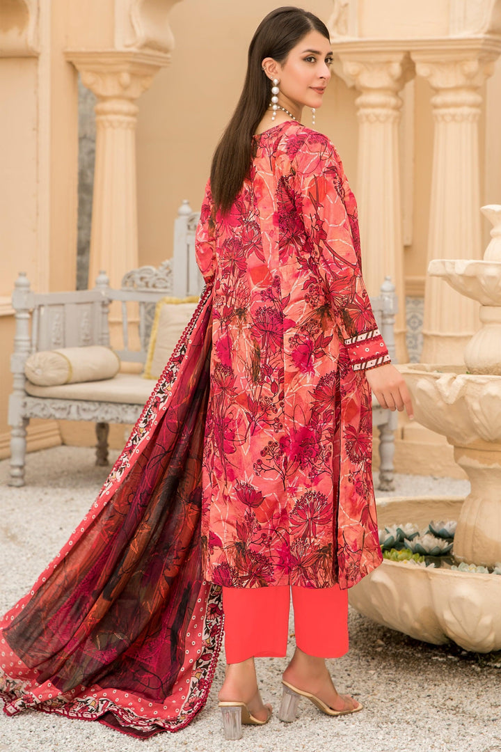 3 Piece Unstitched Red Lawn - Jacquard Clothing