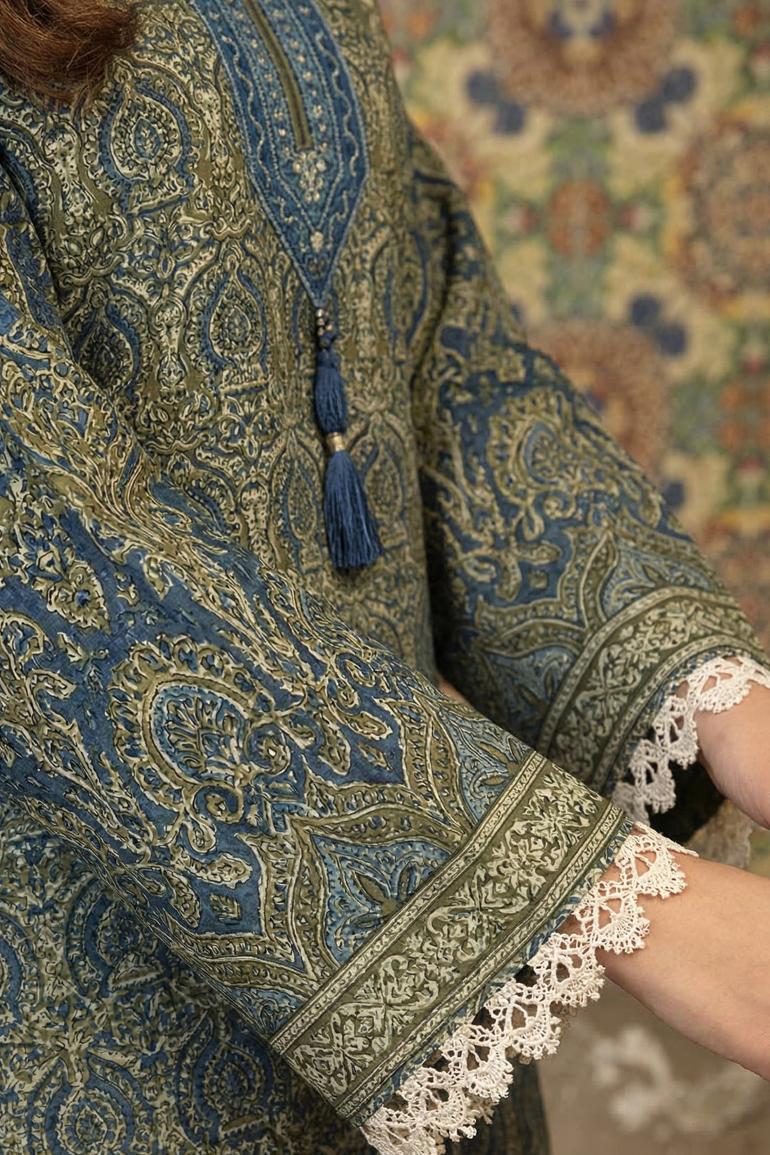 3 Piece Unstitched Rifle Green Premium Printed Lawn
