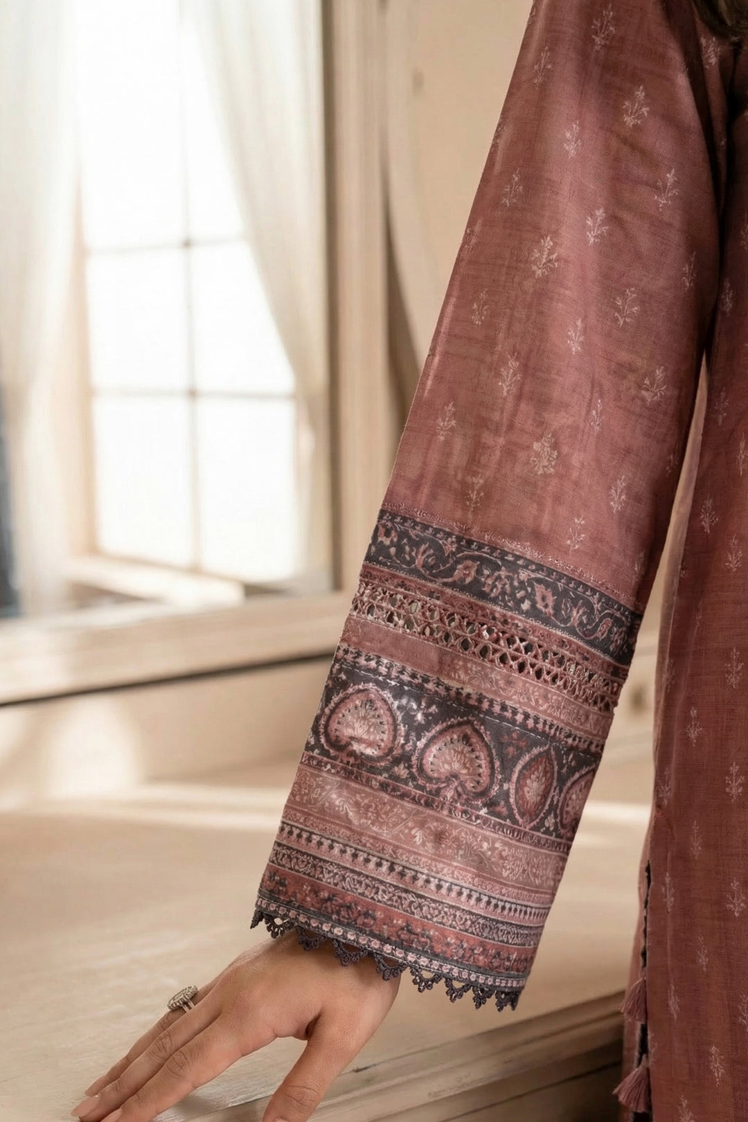 3 Piece Unstitched Rose Taupe Premium Printed Lawn Suit - Jacquard Soha Afreen Summer 2026 Collection