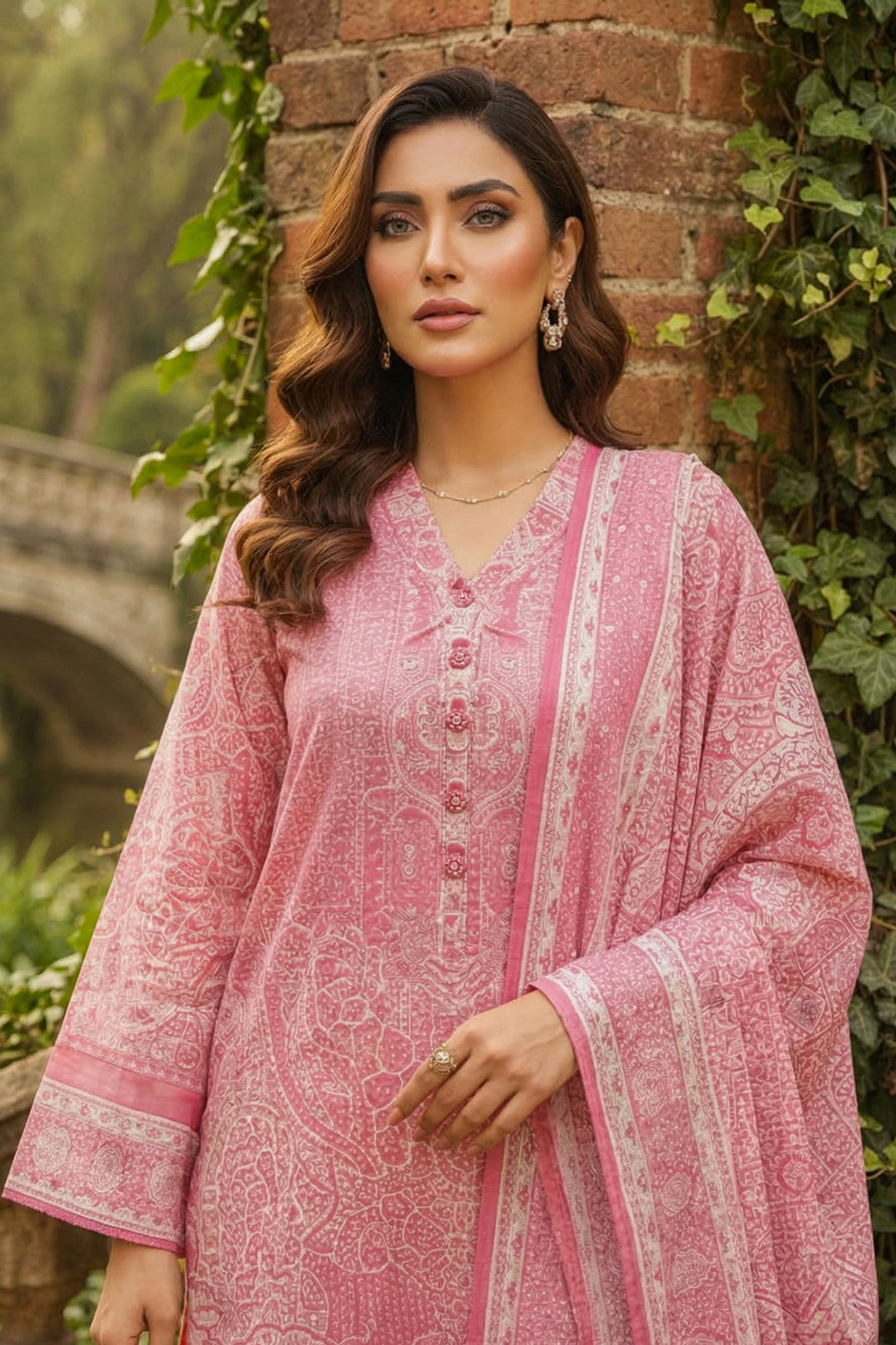 3 Piece Unstitched Rudy Pink Premium Printed Lawn Suit By Jacquard Clothing Summer 2026 Collection