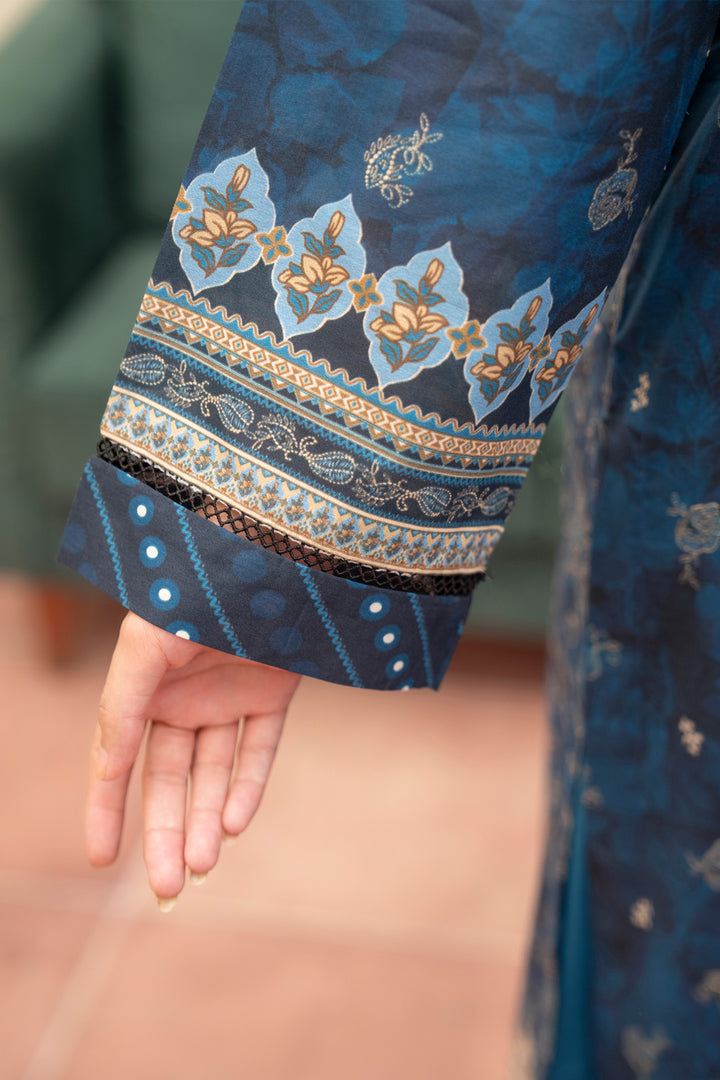 3 Piece Unstitched Sapphire Blue Premium Lawn - SU25V15-S6 - JACQUARD CLOTHING