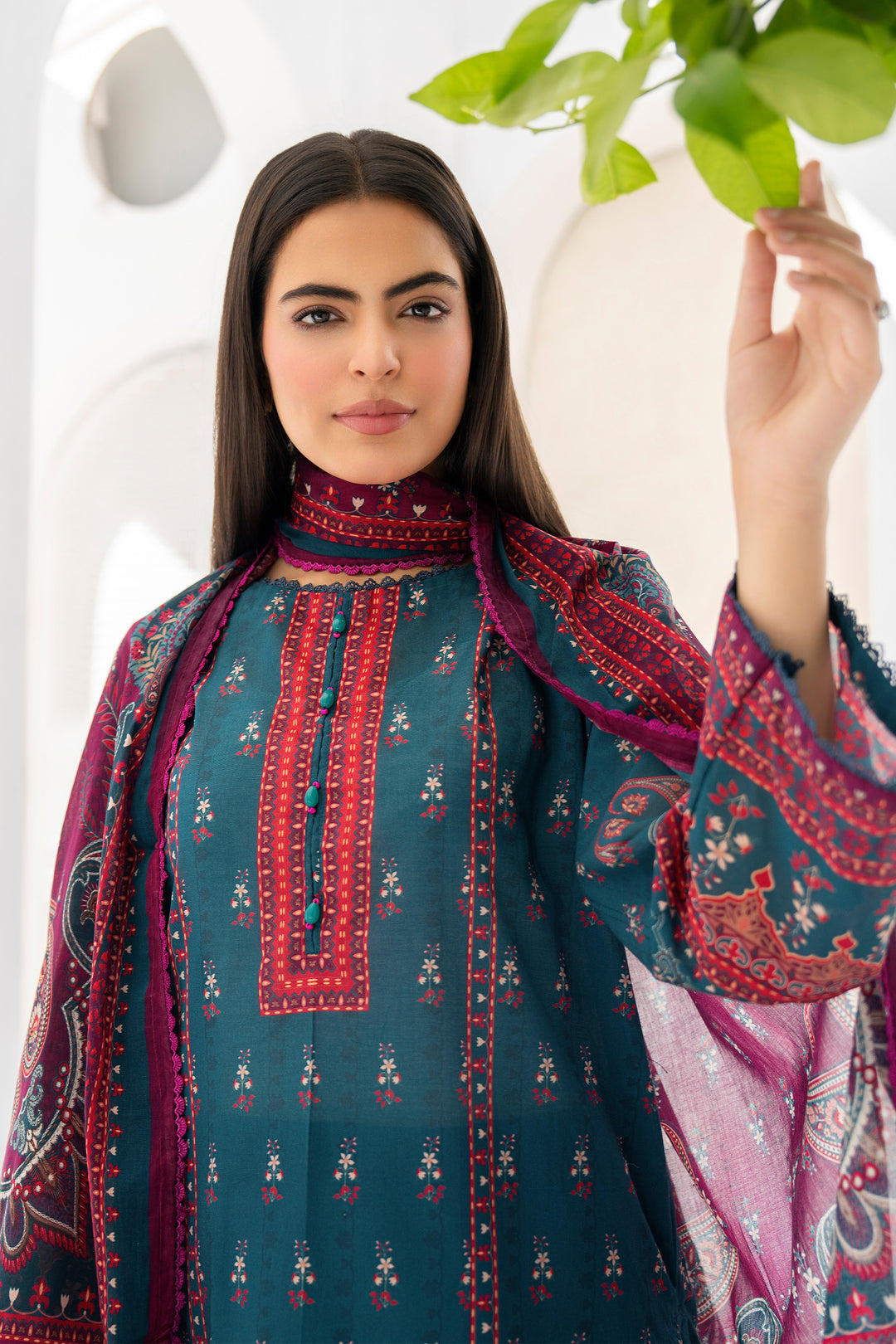 3 Piece Unstitched Sea Green Lawn - SU25V8-S7 - JACQUARD CLOTHING