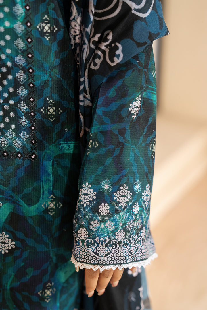 3 Piece Unstitched Sea Green Printed Linen - W25CF1V1-S1 - JACQUARD CLOTHING