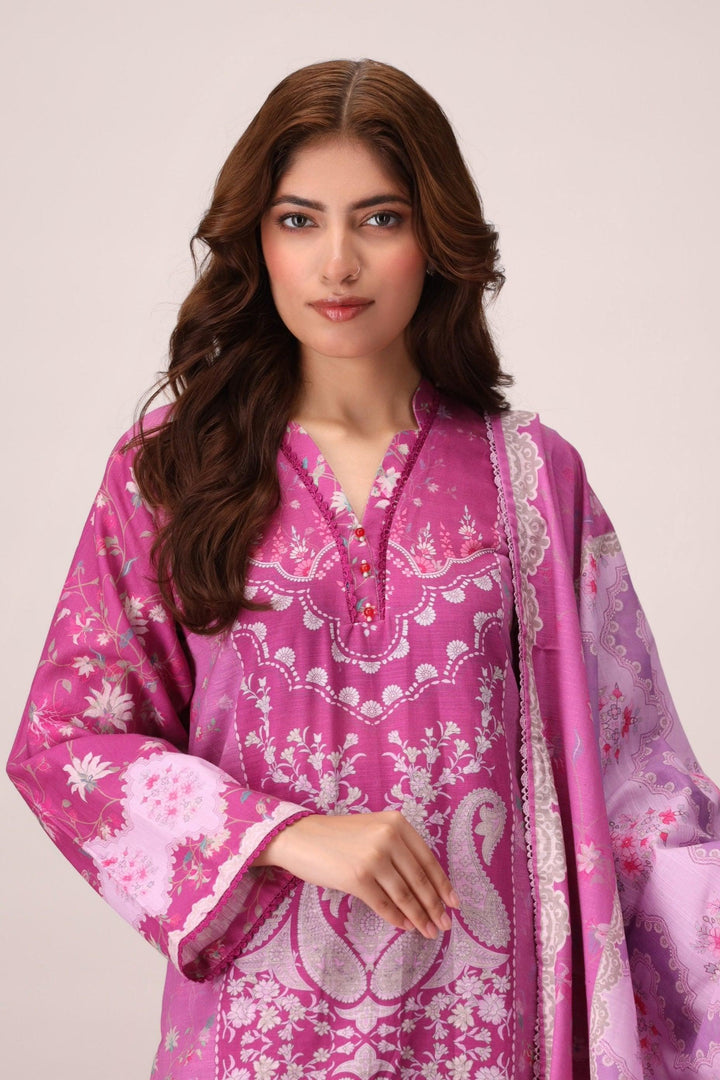 3 Piece Unstitched Shocking Pink Khaddar - Jacquard Clothing