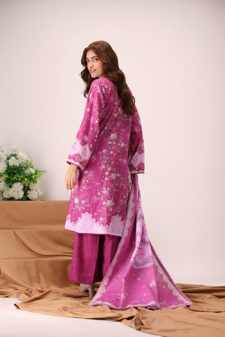 3 Piece Unstitched Shocking Pink Khaddar - Jacquard Clothing