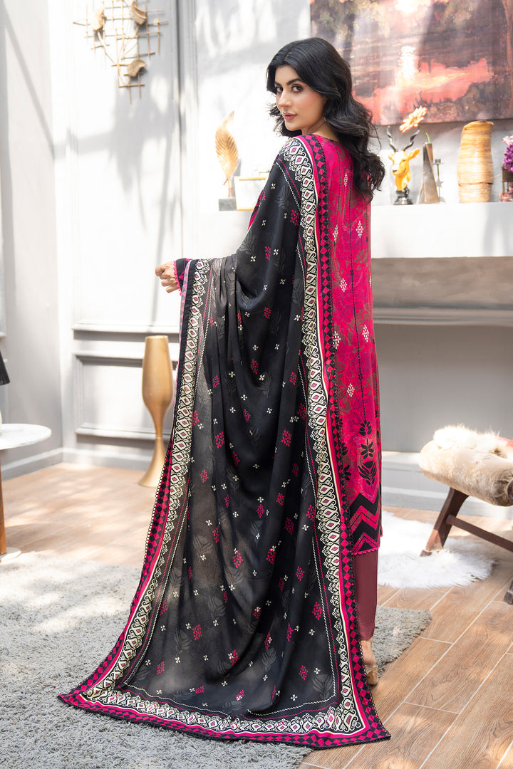 3 Piece Unstitched Shocking Pink Premium Linen - W25CF1V4-S8 - JACQUARD CLOTHING