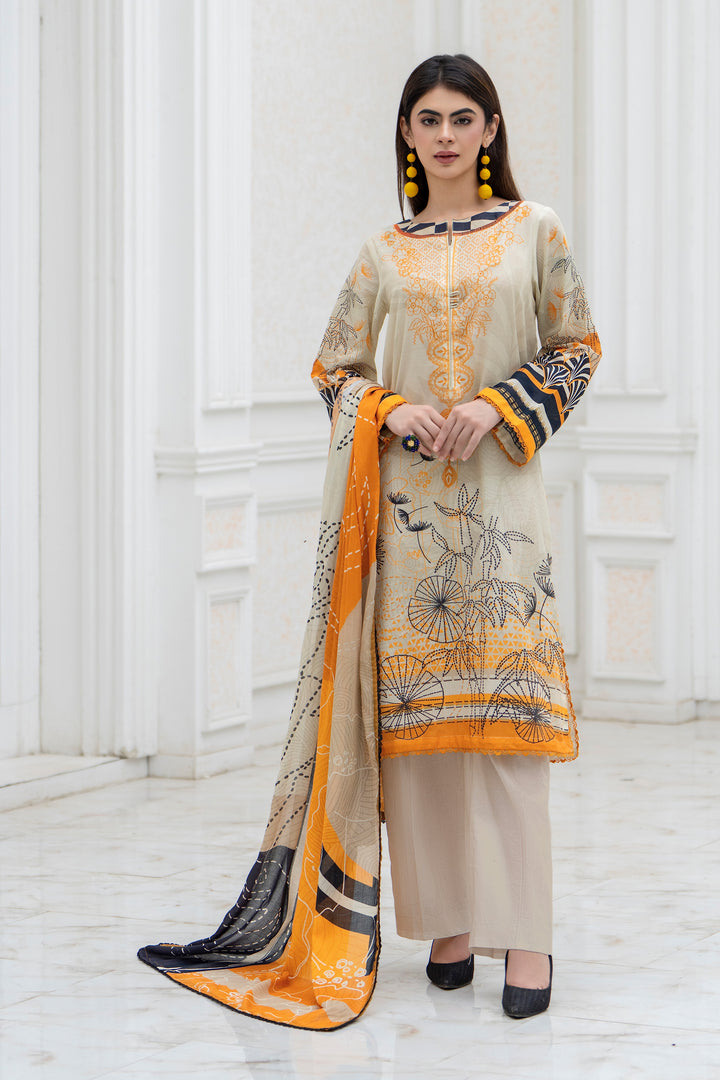 3 Piece Unstitched Skin Lawn - SU25V27-S2 - JACQUARD CLOTHING