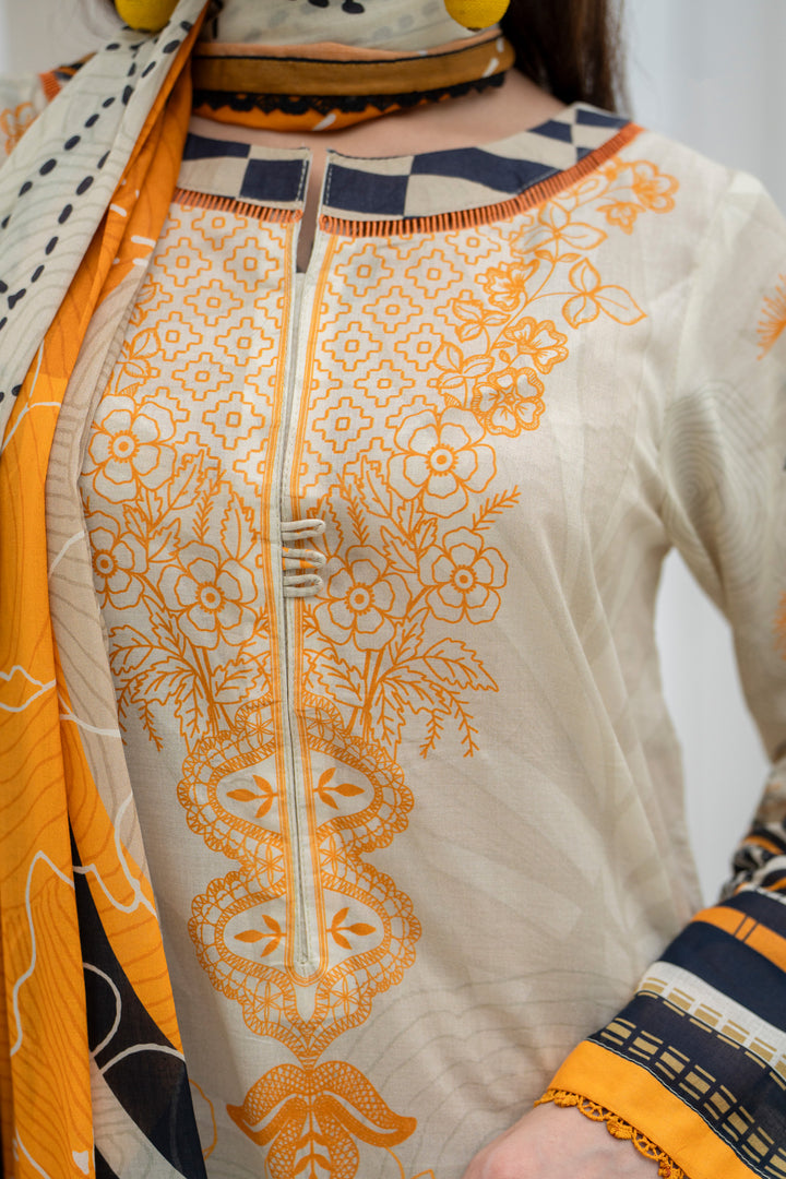 3 Piece Unstitched Skin Lawn - SU25V27-S2 - JACQUARD CLOTHING