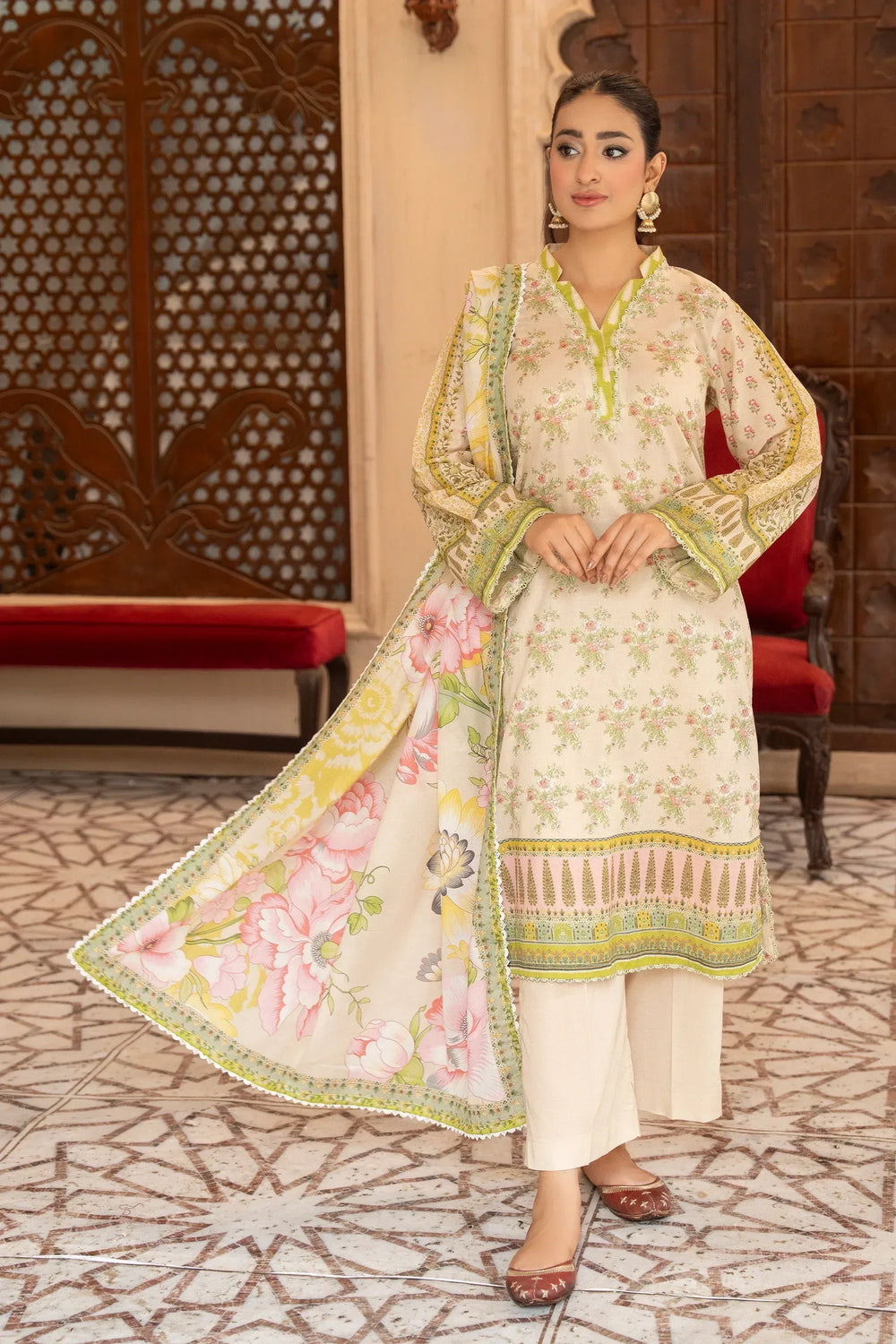 3 Piece Unstitched Skin Premium Printed Lawn - Jacquard Clothing