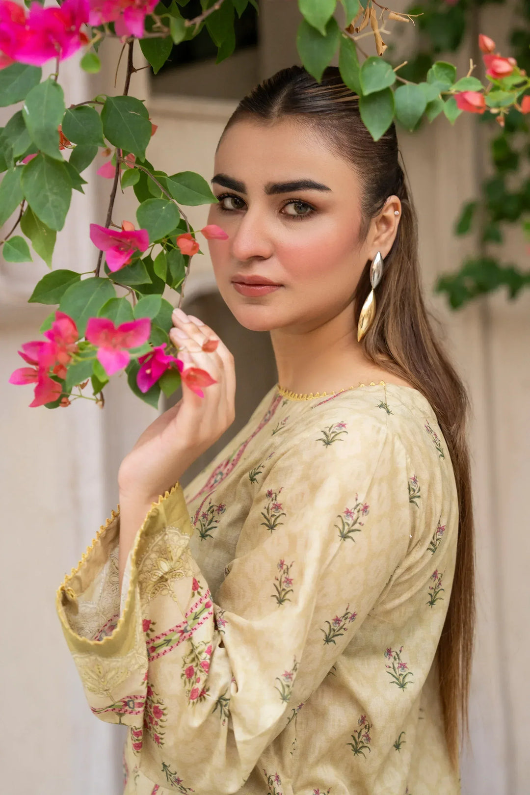 3 Piece Unstitched Tan Premium Printed Lawn Suit - Jacquard Summer 2026