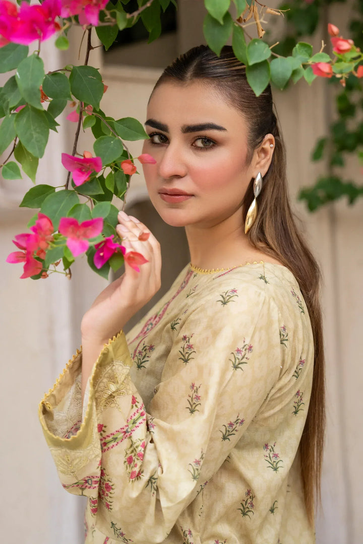 3 Piece Unstitched Tan Premium Printed Lawn Suit - Jacquard Summer 2026