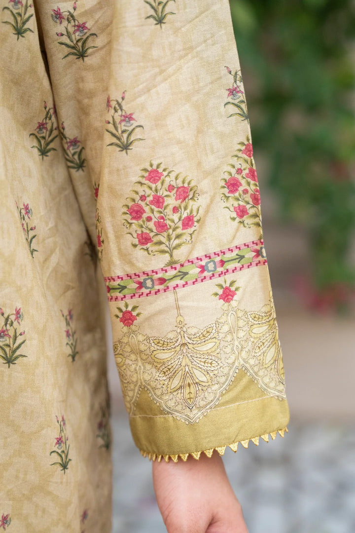 3 Piece Unstitched Tan Premium Printed Lawn Suit - Jacquard Summer 2026