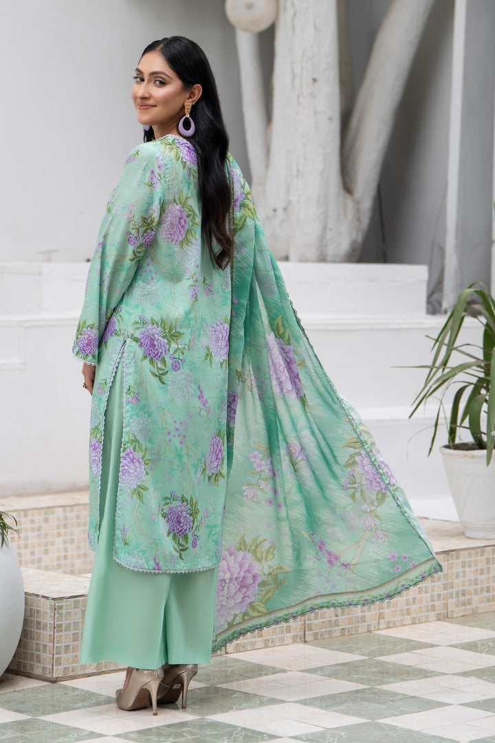 3 Piece Unstitched Teal Lawn - SU25V29-S2 - JACQUARD CLOTHING