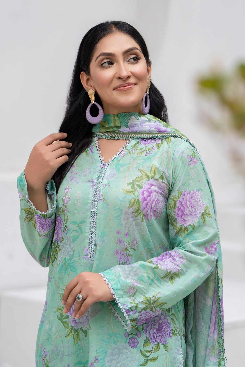 3 Piece Unstitched Teal Lawn - SU25V29-S2 - JACQUARD CLOTHING