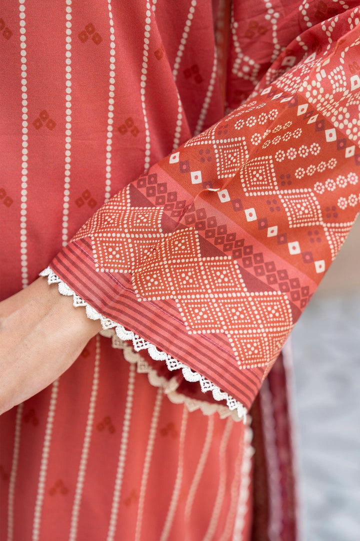 3 Piece Unstitched Terra Cotta Premium Printed Lawn - Jacquard Clothing