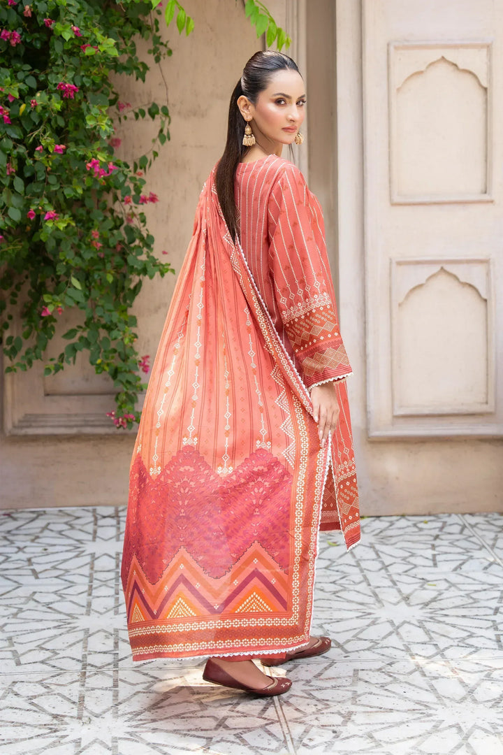 3 Piece Unstitched Terra Cotta Premium Printed Lawn - Jacquard Clothing