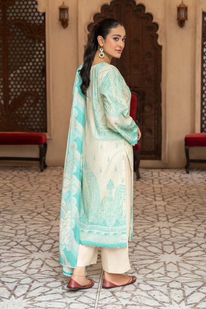 3 Piece Unstitched Tiffany Blue Premium Printed Lawn Suit - Jacquard Clothing Summer 2026